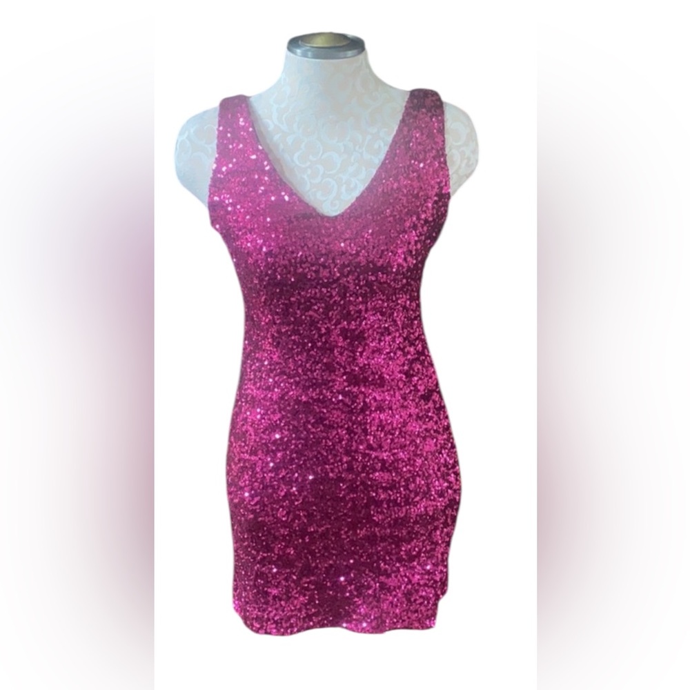 Bebe Addiction Pink Sequin mini dress